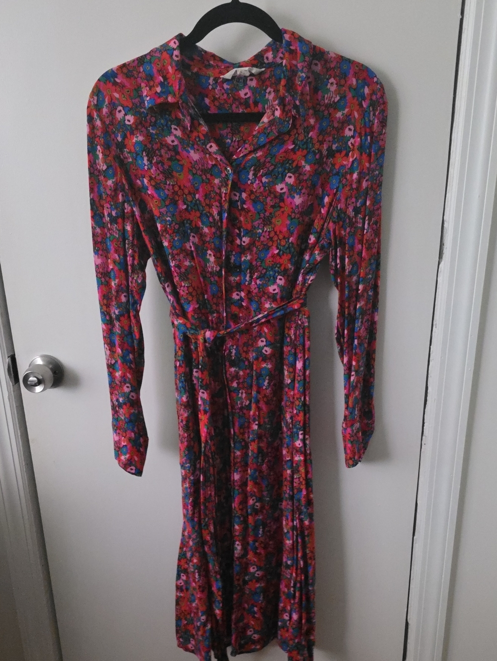 Boden Floral Long-Sleeve Shirt Dress - Pink, Blue, Green
